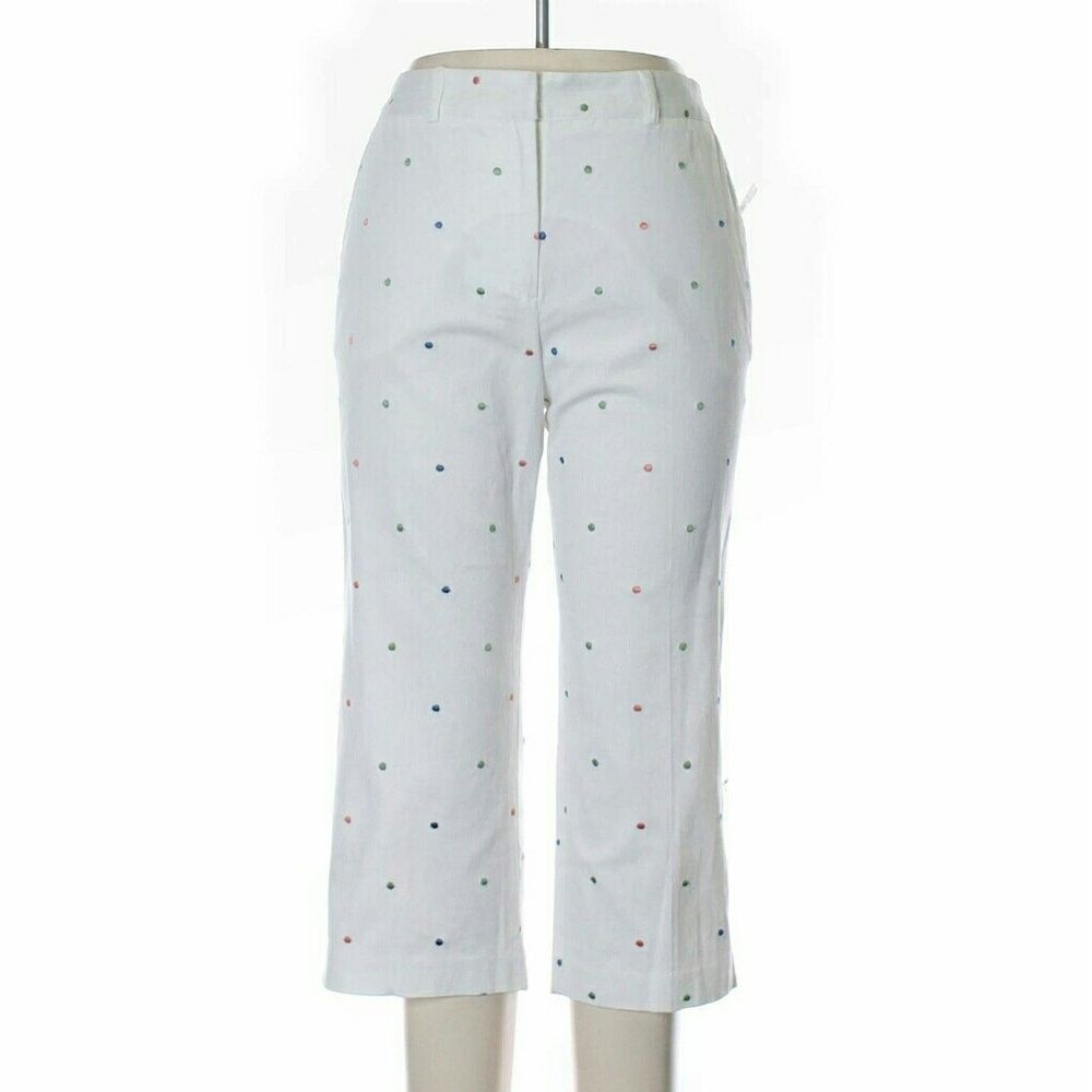 Harve Bernard White with Rainbow Polka Dot Capris Size 14 Petite
